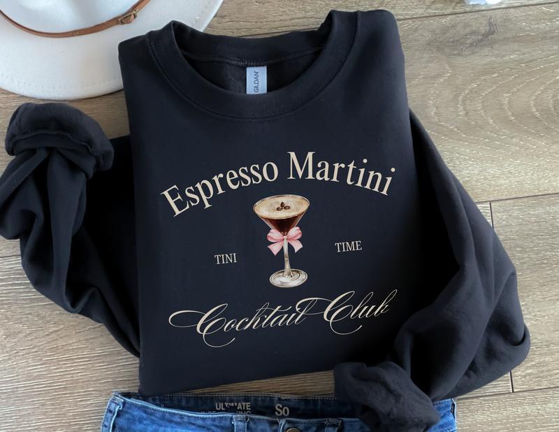 Vintage Espresso Martini Sweatshirt, Cocktail Sweatshirt, Coquette Sweatshirt, Crewneck Sweatshirt, Sweatshirt for Women