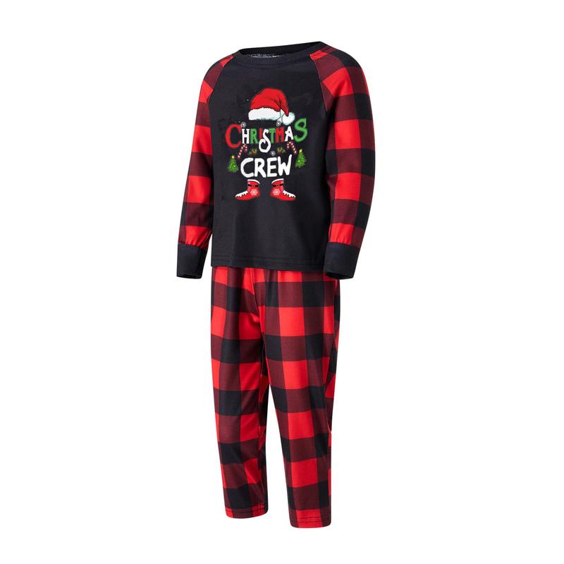 Hot Family Matching Christmas Pajamas, Baby Romper Letter Christmas Hat Print Long Sleeve Tops + Plaid Pants Sleepwear Set