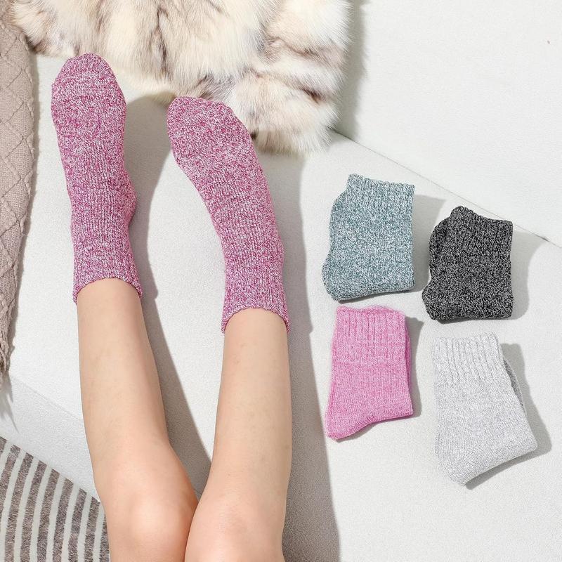 5 Pairs  Socks -  Socks for Women, Cozy Crew Socks, Warm Winter Socks for Women, Womens Vintage Socks, 6-10