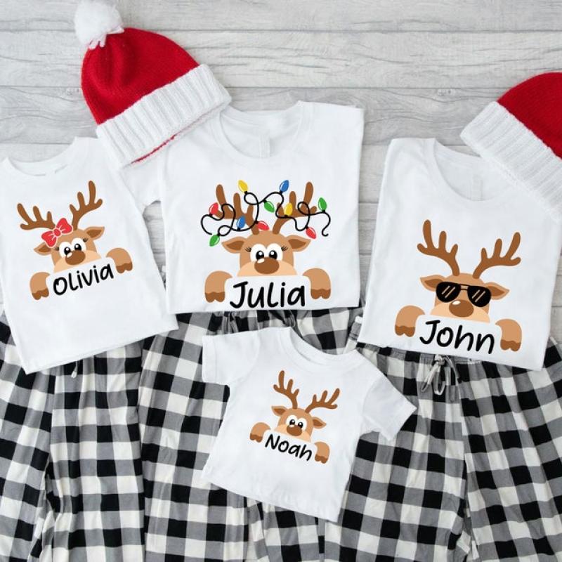 Reindeer Family Christmas Shirt,Personalized Christmas Family Shirt,Custom Family Name Tee,Funny Christmas Tee,Gift For Christmas,Xmas Gift