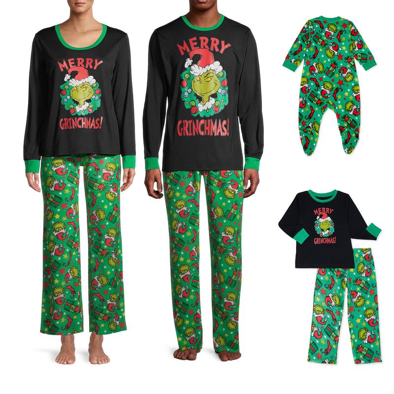 Merry Grnchmas Autumn and Winter Home Clothes Pajamas Set Oversize Christmas parent-child home suit pajamas sleepwear