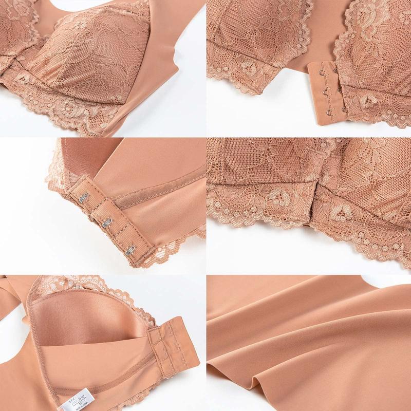 Women's solid lace no-wire push-up bra, casual and comfortable underwear for daily wear, suitable for women's underwear in all seasons