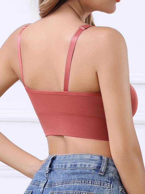 Women's Solid Hook & Eye Front Wireless Backless Bra, Soft Comfortable Breathable Multiway Adjustable Strap Push Up Bra, Women's Lingerie for All Seasons