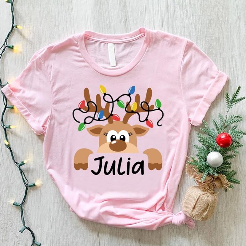 Reindeer Family Christmas Shirt,Personalized Christmas Family Shirt,Custom Family Name Tee,Funny Christmas Tee,Gift For Christmas,Xmas Gift