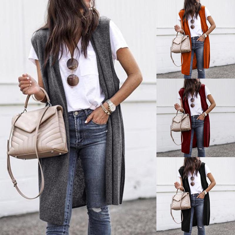 Women's Lightweight Casual Sleeveless Open Front Tunic Vest Long Cardigan Tops Coat