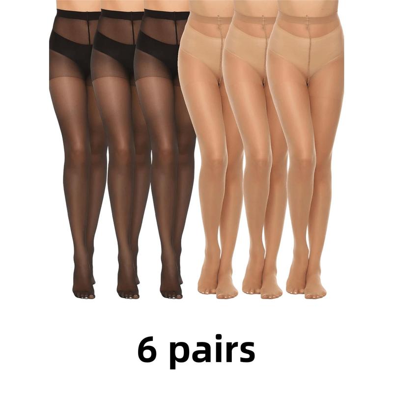 6pcs Pack Women Plus Size Anti-Snag Ultra-Thin Breathable Tights Pantyhose