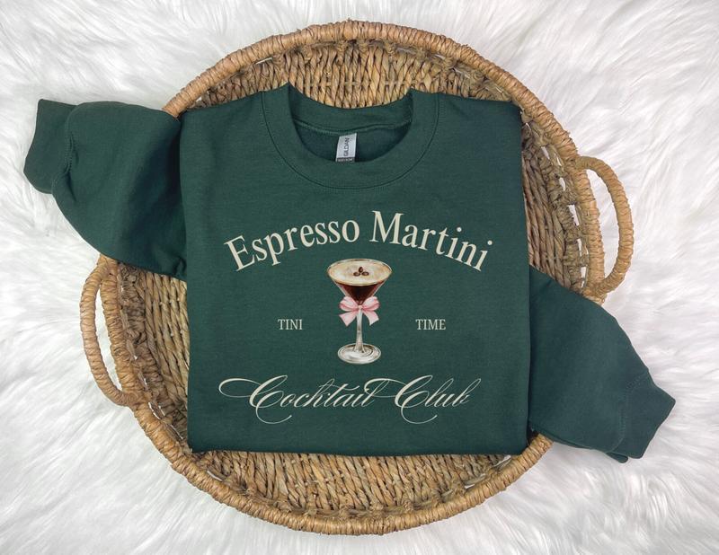 Vintage Espresso Martini Sweatshirt, Cocktail Sweatshirt, Coquette Sweatshirt, Crewneck Sweatshirt, Sweatshirt for Women