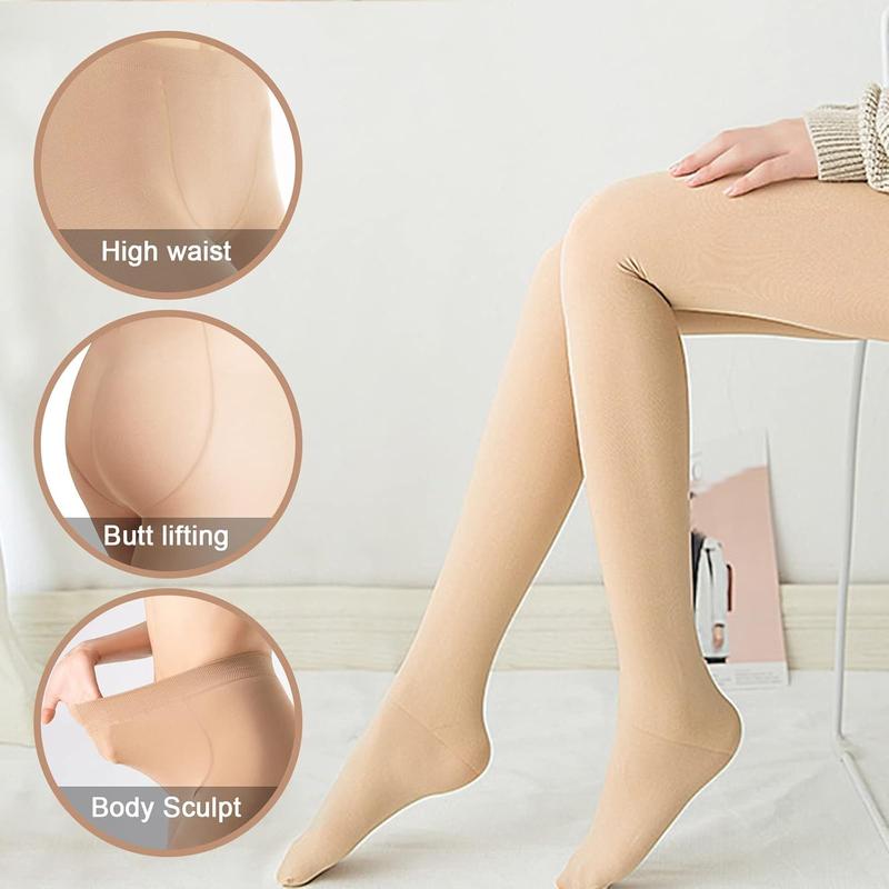 Fleece Lined Tights for Women, High Waisted Elastic Opaque Thermal Tights for Winter