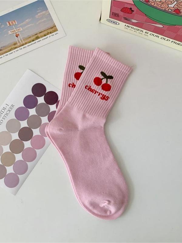 Women's 5 Pairs Floral & Heart Print Crew Socks, Cute Casual Moisture Wicking Socks, Soft Comfy Breathable Socks for All Seasons Daily Wear