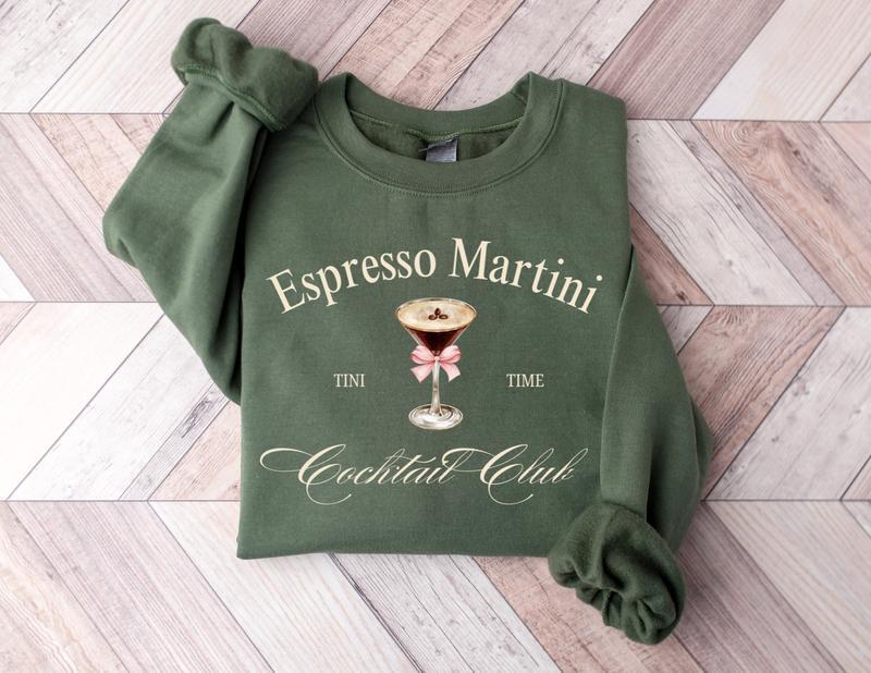 Vintage Espresso Martini Sweatshirt, Cocktail Sweatshirt, Coquette Sweatshirt, Crewneck Sweatshirt, Sweatshirt for Women