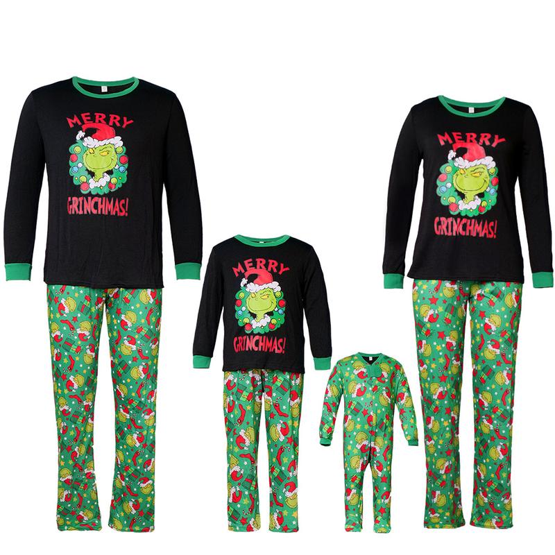 Merry Grnchmas Autumn and Winter Home Clothes Pajamas Set Oversize Christmas parent-child home suit pajamas sleepwear