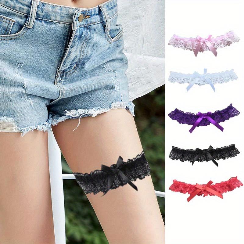 2024 listing women bent leg ring sexy lingerie lace garter bow leg ring wedding dress Garter bridal cosplay fashion stockings thigh ring cross  septum