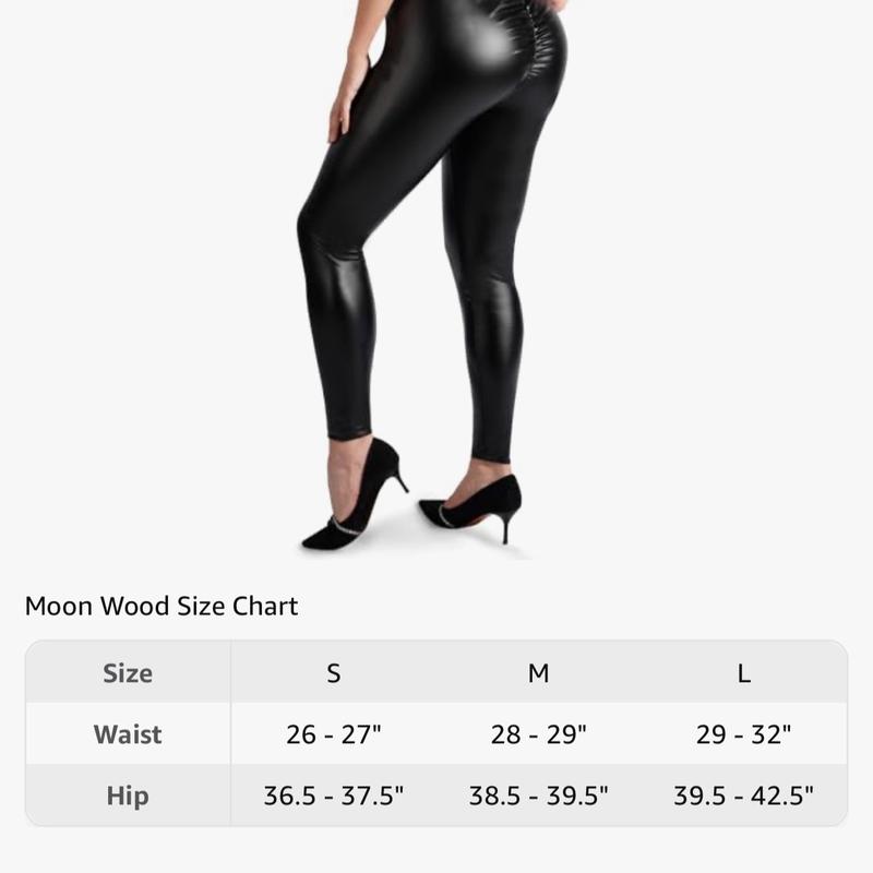 Women's V Back Faux Leather Leggings with Scrunch Butt Lifting and V Cut Waist - Bottom, Womenswear