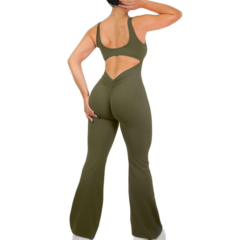 Flare Scrunch Jumpsuit (Wild Green)