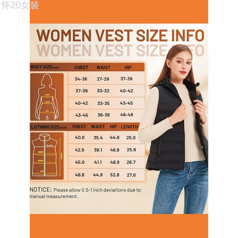 Heated Vest Women Lightweight - 7.4V 16000mAh Battery Pack, Detachable Heated Hood, Slim Fit Womens Heated Vest Collar Fabric