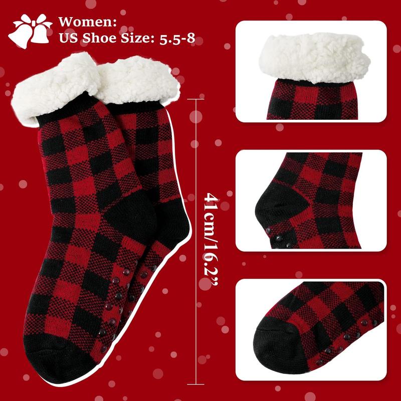 Slipper Socks for Women with Grippers Non Slip Fuzzy Grip Winter Warm Cozy Thick Comfy Soft Fleece Cabin Socks