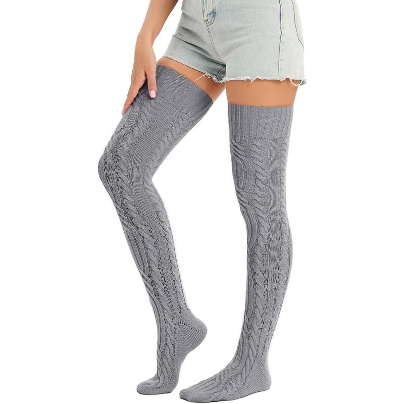 Women's Thigh High Socks Over The Knee Knit Socks, Winter Leg Warmers Stockings Knee High Tube Arctic Fleece Comfort Thermal