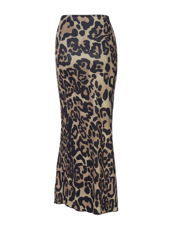 Women's Leopard Print Mermaid Skirt, Street Fashion Long Skirt for Party Club Holiday, Ladies Fall & Winter Bottoms