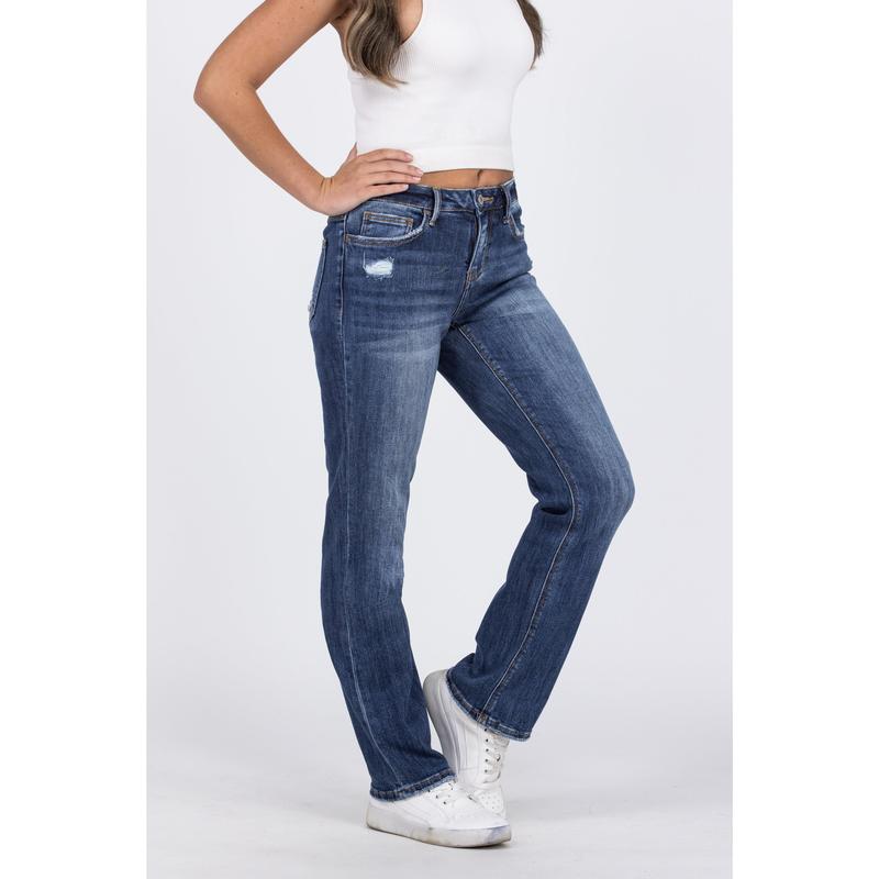 Live Life To The Fullest from Lovervet: Mid-Rise Straight Leg Denim Fit Jean