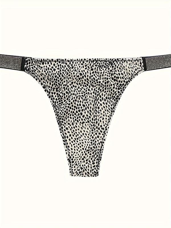 Women's 4-Pack Sexy Panties, Low-Rise Stretch Animal Print Thongs, Includes Leopard, Zebra, And Spotted Designs, Comfortable And Breathable