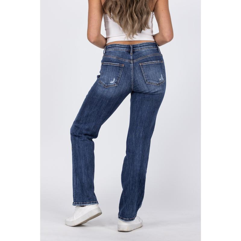 Live Life To The Fullest from Lovervet: Mid-Rise Straight Leg Denim Fit Jean