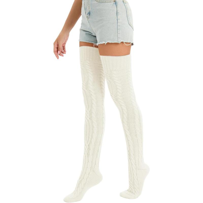 Women's Thigh High Socks Over The Knee Knit Socks, Winter Leg Warmers Stockings Knee High Tube Arctic Fleece Comfort Thermal