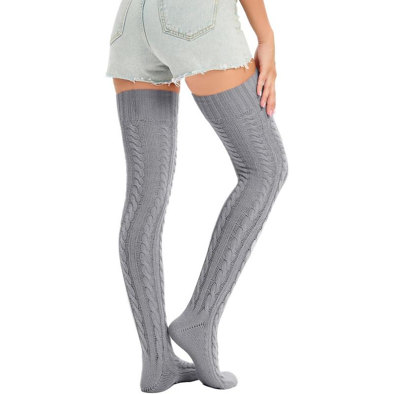 Women's Thigh High Socks Over The Knee Knit Socks, Winter Leg Warmers Stockings Knee High Tube Arctic Fleece Comfort Thermal