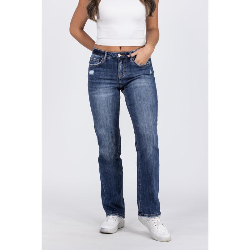 Live Life To The Fullest from Lovervet: Mid-Rise Straight Leg Denim Fit Jean