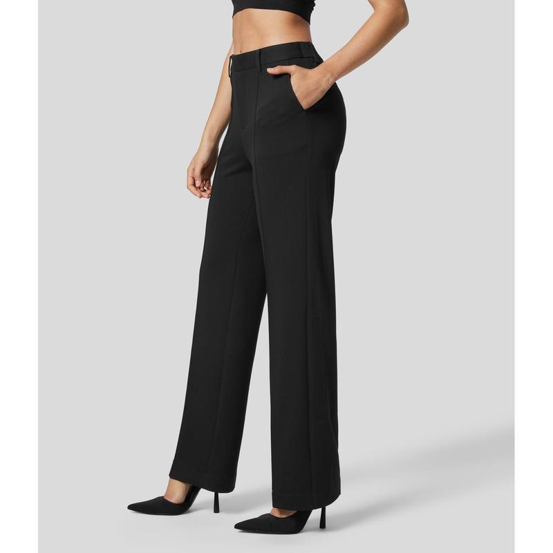 Halara High Waisted Side Pocket Straight Leg Work Suit Pants semi pants