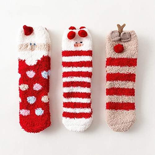 Christmas Fuzzy Socks for Girls - 3 Pairs of Women Cabin Slipper Socks Cute  Super Warm