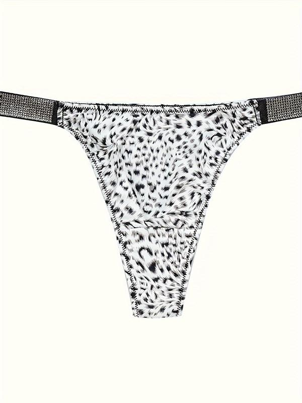 Women's 4-Pack Sexy Panties, Low-Rise Stretch Animal Print Thongs, Includes Leopard, Zebra, And Spotted Designs, Comfortable And Breathable