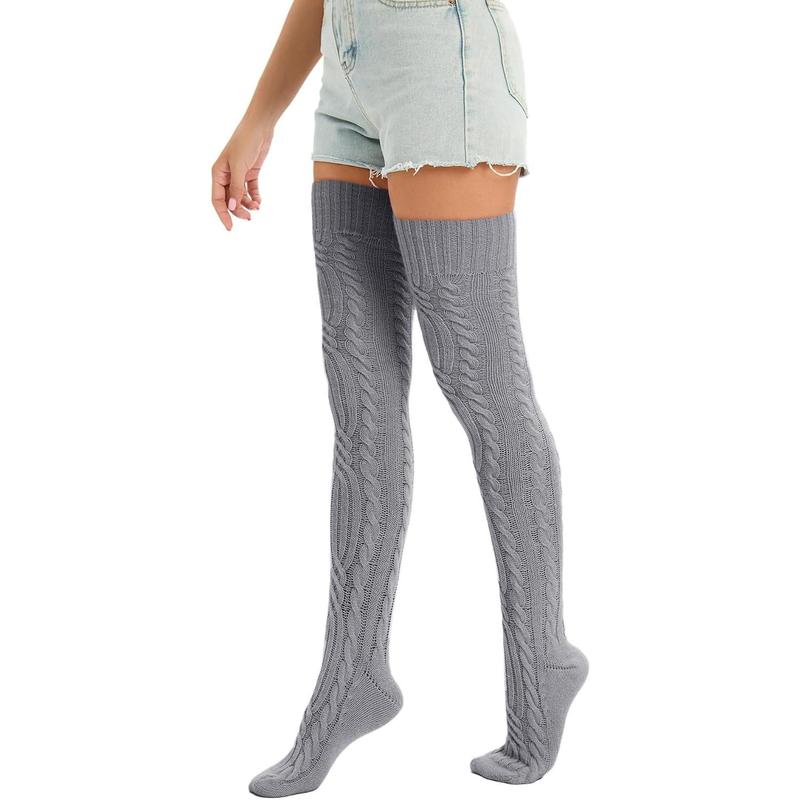 Women's Thigh High Socks Over The Knee Knit Socks, Winter Leg Warmers Stockings Knee High Tube Arctic Fleece Comfort Thermal