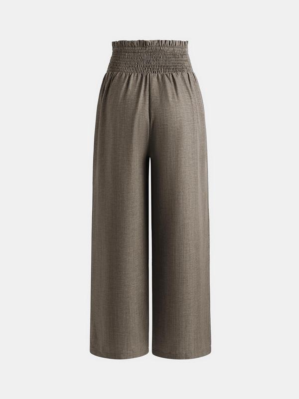 YOZY [6 colors, size 0 2-14] Pleated Waist Pants, Casual Comfy Plain Wide Leg Trousers, 2024 Women's Daily Wear for Spring & Summer & Fall, [XS-XXL]