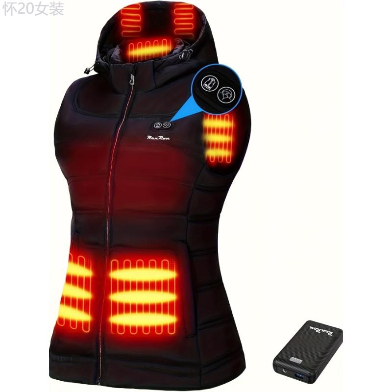 Heated Vest Women Lightweight - 7.4V 16000mAh Battery Pack, Detachable Heated Hood, Slim Fit Womens Heated Vest Collar Fabric