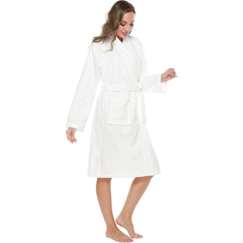 Beibei Womenswear  Kimono Bathrobe for Women Terry Cloth Robes knee length towel Bathrobe Gowns Loungewear Nightwear Long Sleeve Basic