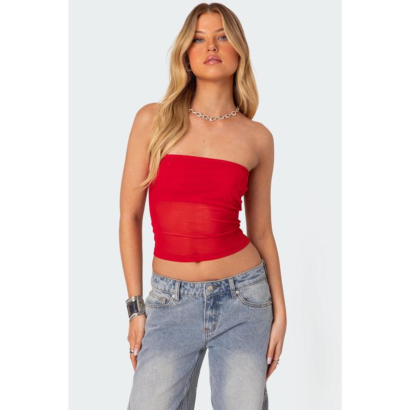 Celestia Sheer Mesh Tube Top