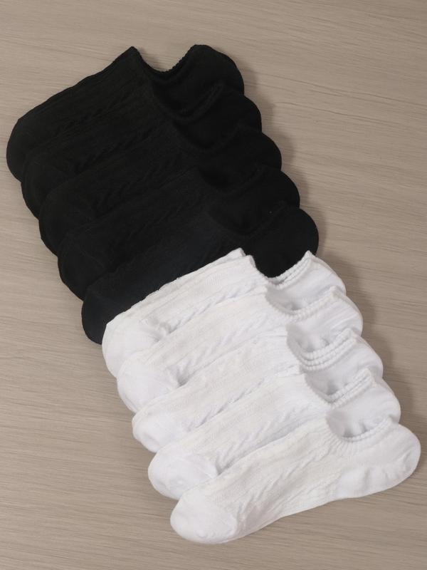 Women's 10 Pairs Textured Invisible Socks, Casual Soft Comfy Breathable Socks For Daily Wear, Women's Socks & Hosiery