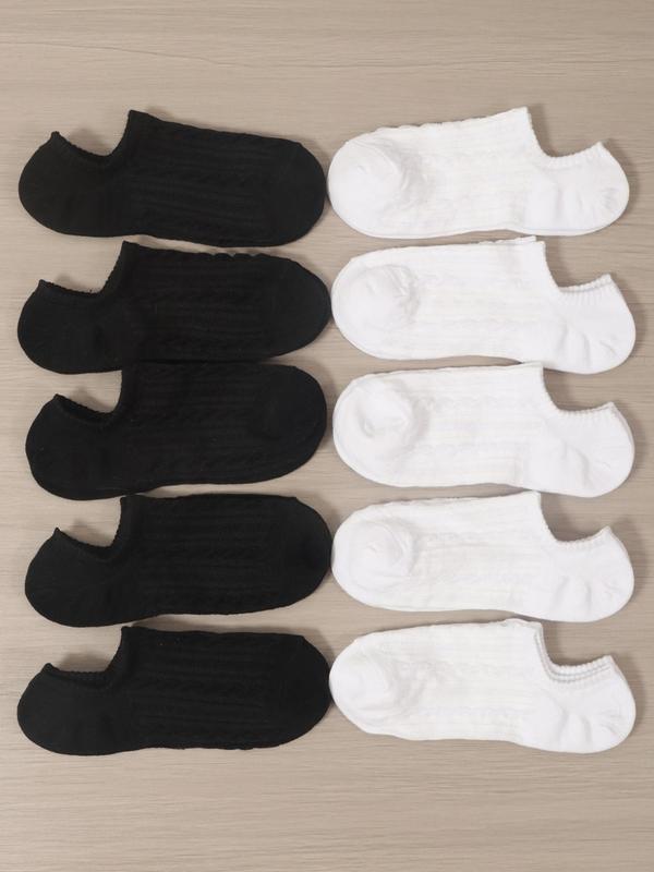 Women's 10 Pairs Textured Invisible Socks, Casual Soft Comfy Breathable Socks For Daily Wear, Women's Socks & Hosiery