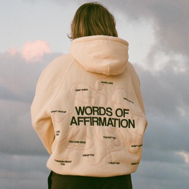 Dandy Words of Affirmation Hoodie Printed Navy - Oversized Dandy Worldwide Hoodie for Women - Cozy Cotton Aesthetic Streetwear