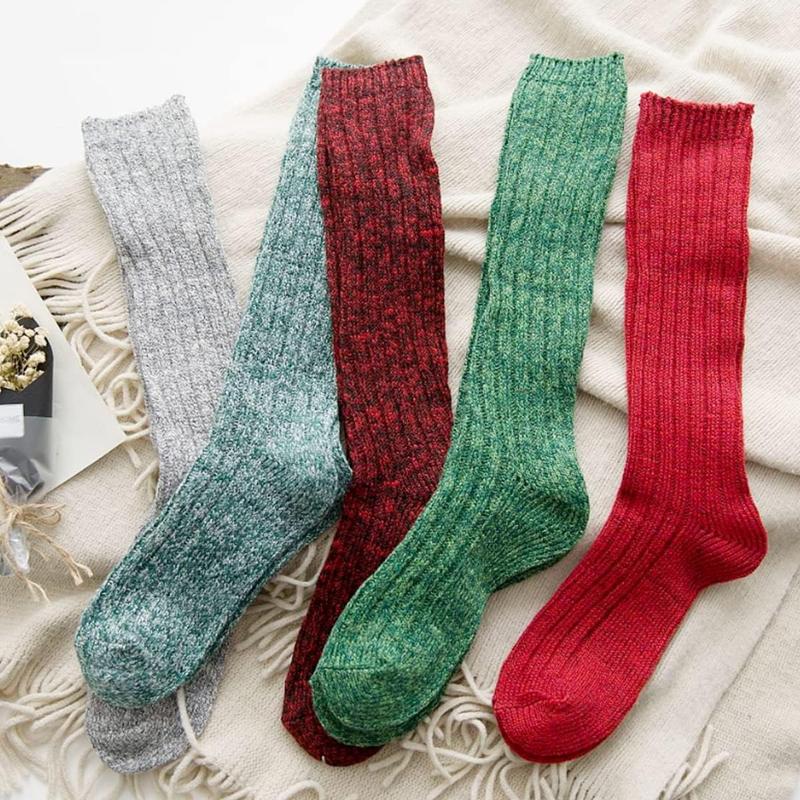 3 pairs women winter wool cable knit crew knee high boot socks, size 5-11 w605 Cotton Fashion Womenswear casual