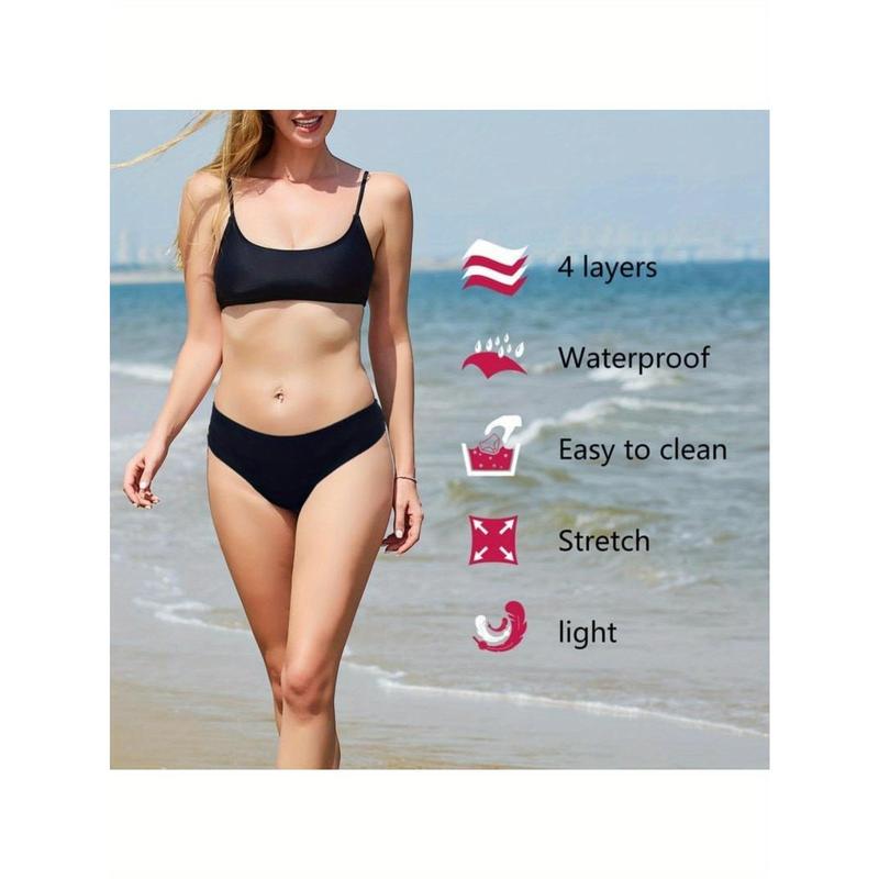 Period Swimwear Leakproof Bikini Brief Bottoms Waterproof Menstrual Swim Bottoms for Teens, Girls, Women