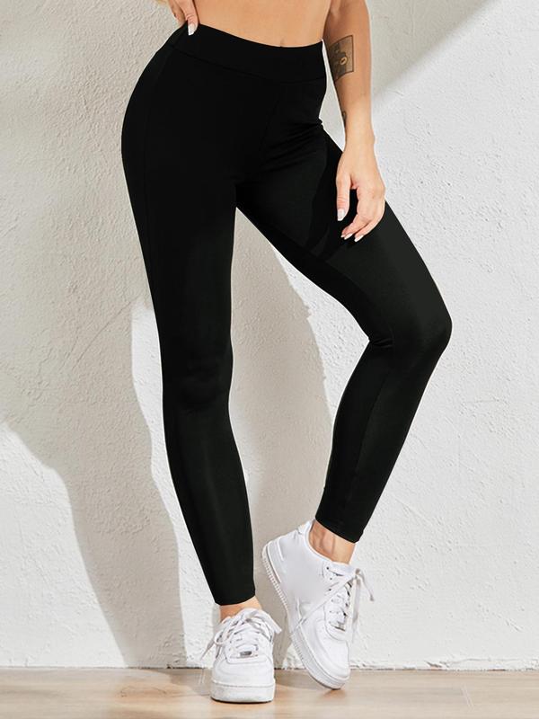 Women's Solid High Waist Leggings, Casual Comfy Breathable Skinny Pants for Daily Wear, Ladies Bottoms for All Seasons