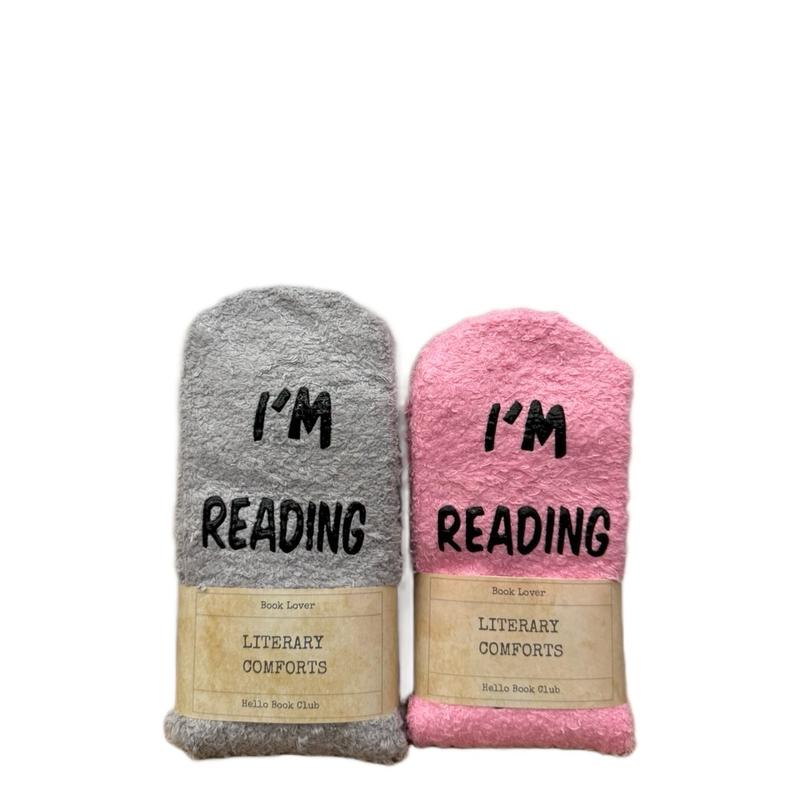 'SHHH! I'M READING'  Novelty Socks - Comfortable and Cute All-Season Slipper Socks Simple Soft Fit Love Underwear