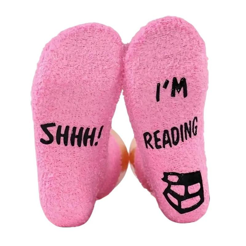 'SHHH! I'M READING'  Novelty Socks - Comfortable and Cute All-Season Slipper Socks Simple Soft Fit Love Underwear