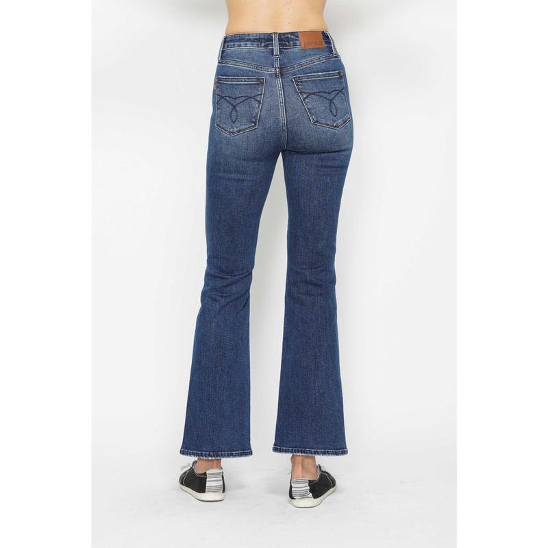 JUDY BLUE HI WAIST TUMMY CONTROL BACK PKT EMBROIDERED BOOTCUT JEANS