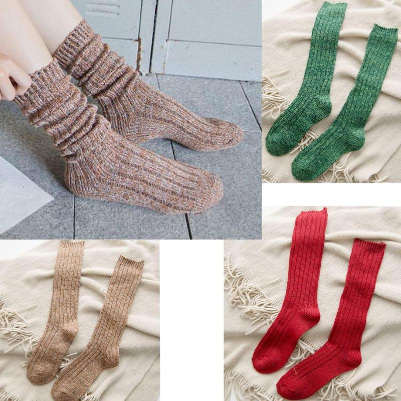 3 pairs women winter wool cable knit crew knee high boot socks, size 5-11 w605 Cotton Fashion Womenswear casual