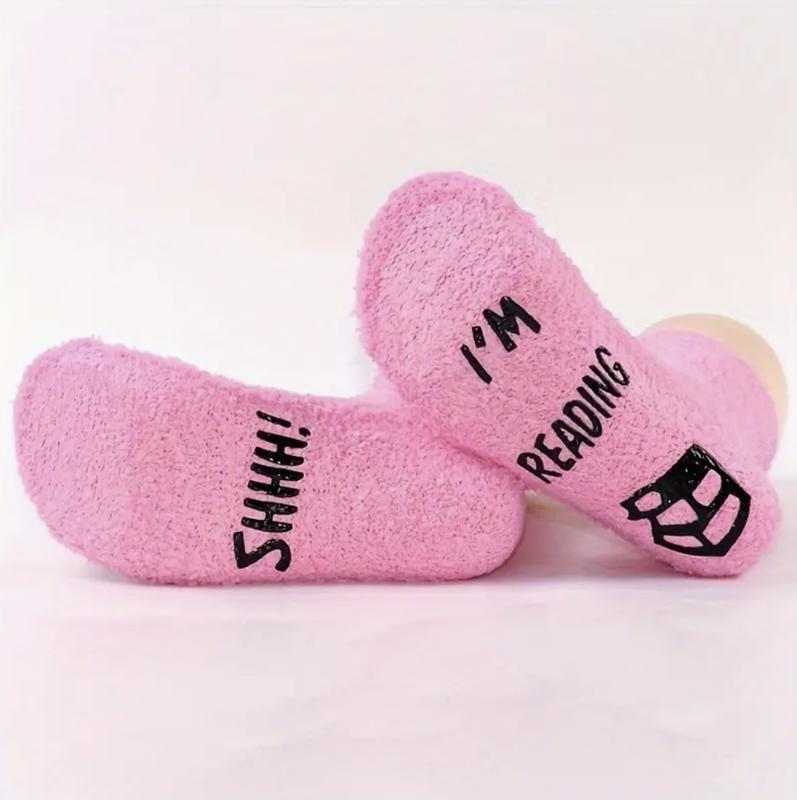 'SHHH! I'M READING'  Novelty Socks - Comfortable and Cute All-Season Slipper Socks Simple Soft Fit Love Underwear