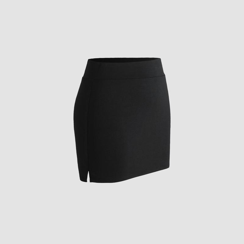 Cider [3 colors, size 2-10] Solid Slit Mini Skirt