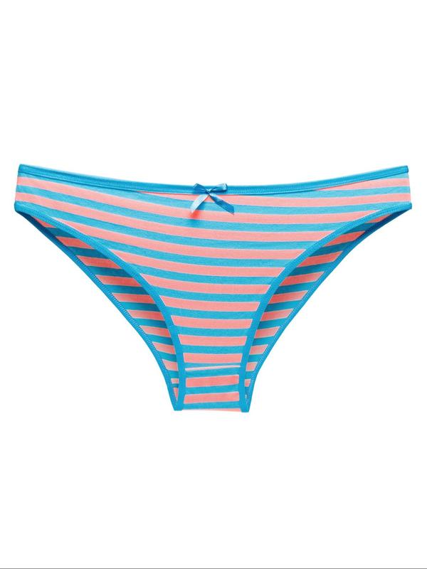 Women's Bow Front Striped Print Knicker, Soft Comfy Breathable Panty for Daily Wear, Women's Underwear Bottoms for All Seasons, Korean Streetwear