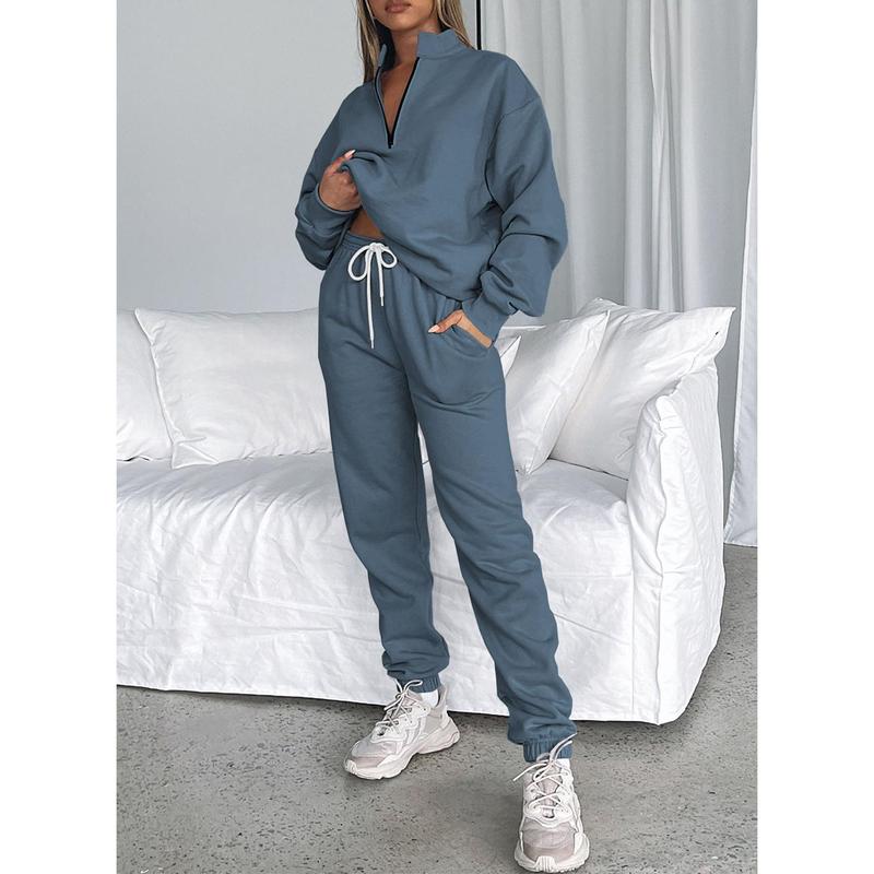 Aleumdr Women 2 Piece Outfits Sweatsuit Oversized Half Zip Pullover Longleeve Sweatshirt Jogger Pants Set with Pockets Casual Tracksuit Comfortable